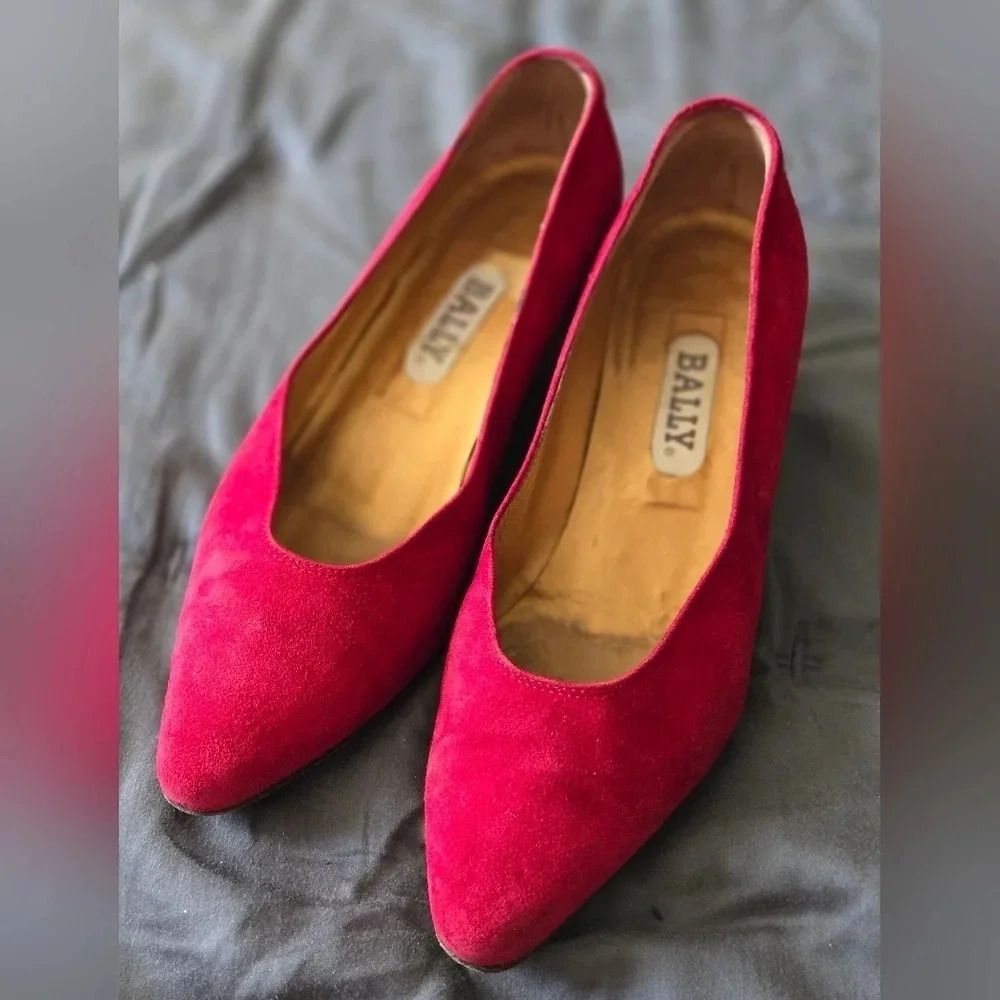 Bally Red Suede Heels